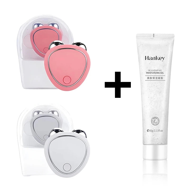 Electric Facial Lifting Roller EMS Massager with Gel Face Microcurrent Skin Tightening Rejuvenation by SecretQueens