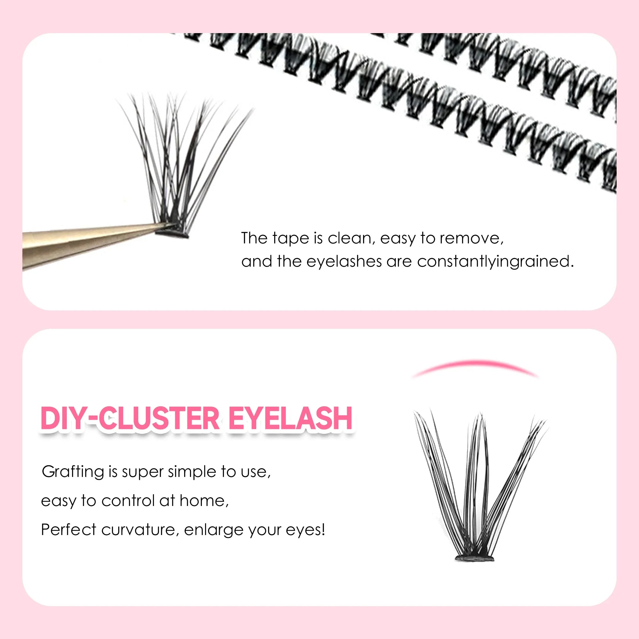 DIY Lashes Extension Kit Eyelashes 200 PCS Clusters Lash Bond and Seal Makeup Tools for Gluing and Accessories