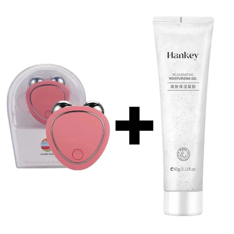 Electric Facial Lifting Roller EMS Massager with Gel Face Microcurrent Skin Tightening Rejuvenation by SecretQueens