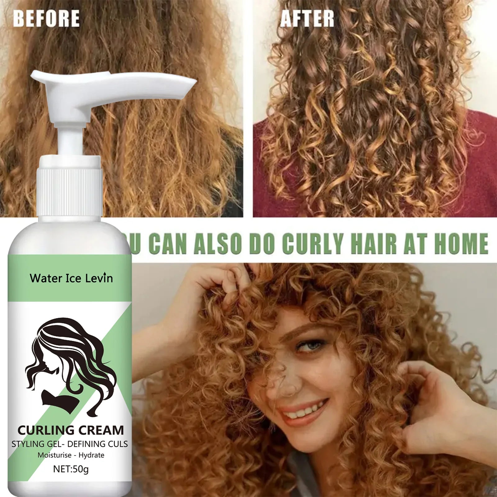 Curly hair Styling cream, moisturizing and smoothing formula, enhances the elasticity and shine easy to set