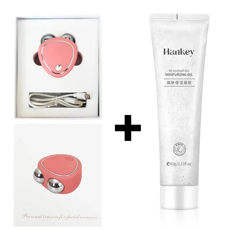 Electric Facial Lifting Roller EMS Massager with Gel Face Microcurrent Skin Tightening Rejuvenation by SecretQueens