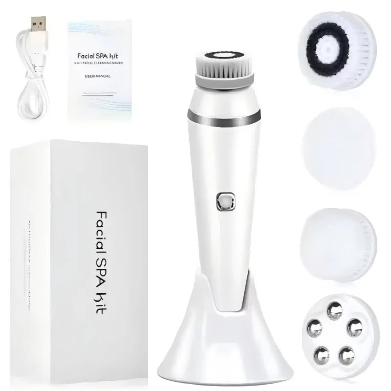 4 in 1 Electric Facial Cleansing Brush Waterproof IPX7 Face Massager Cleansing Device for Deep Cleaning Removal Blackhead Pore