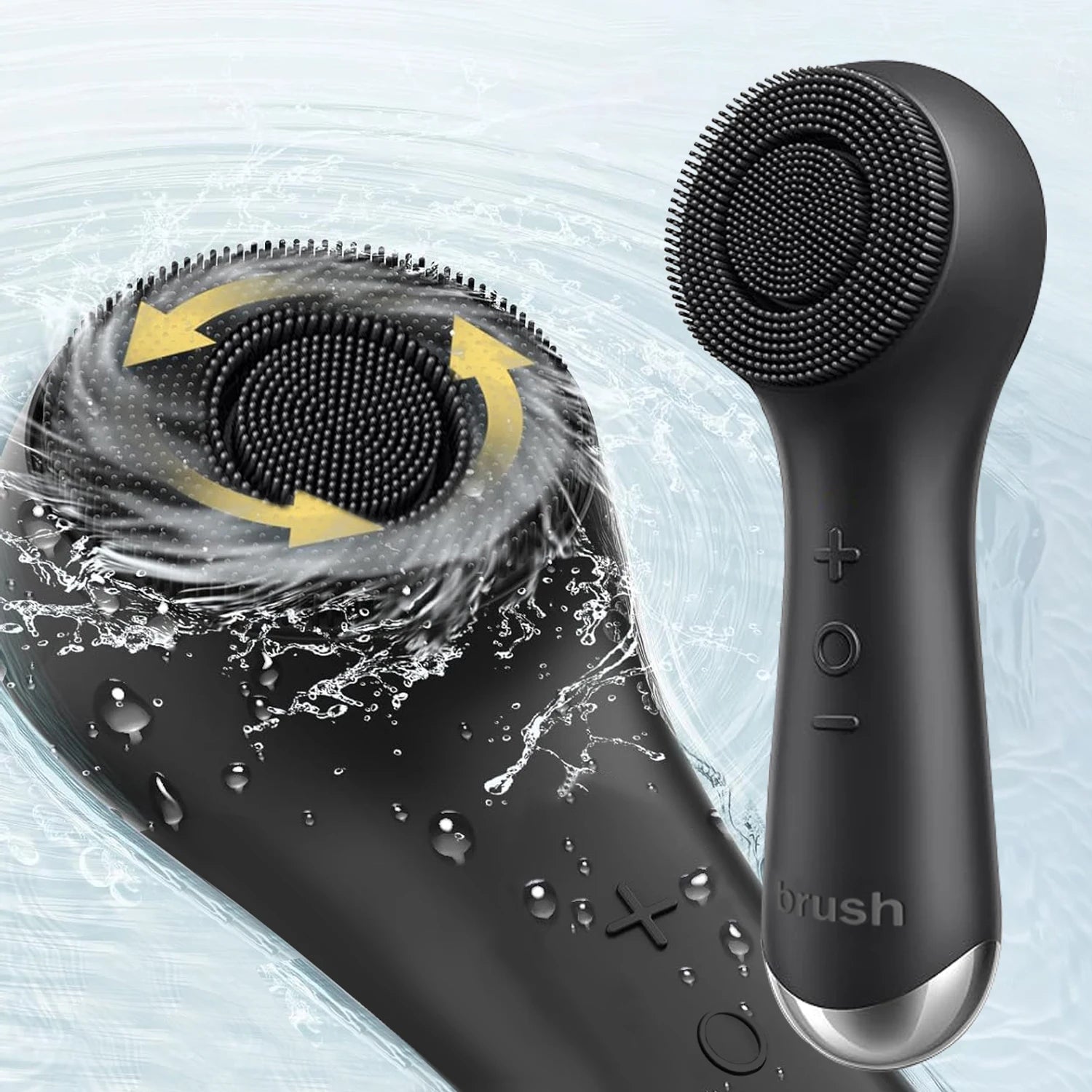 Facial silicone cleansing brush with dual rotation and vibration modes, facial vibration massage, USB charging facial brush