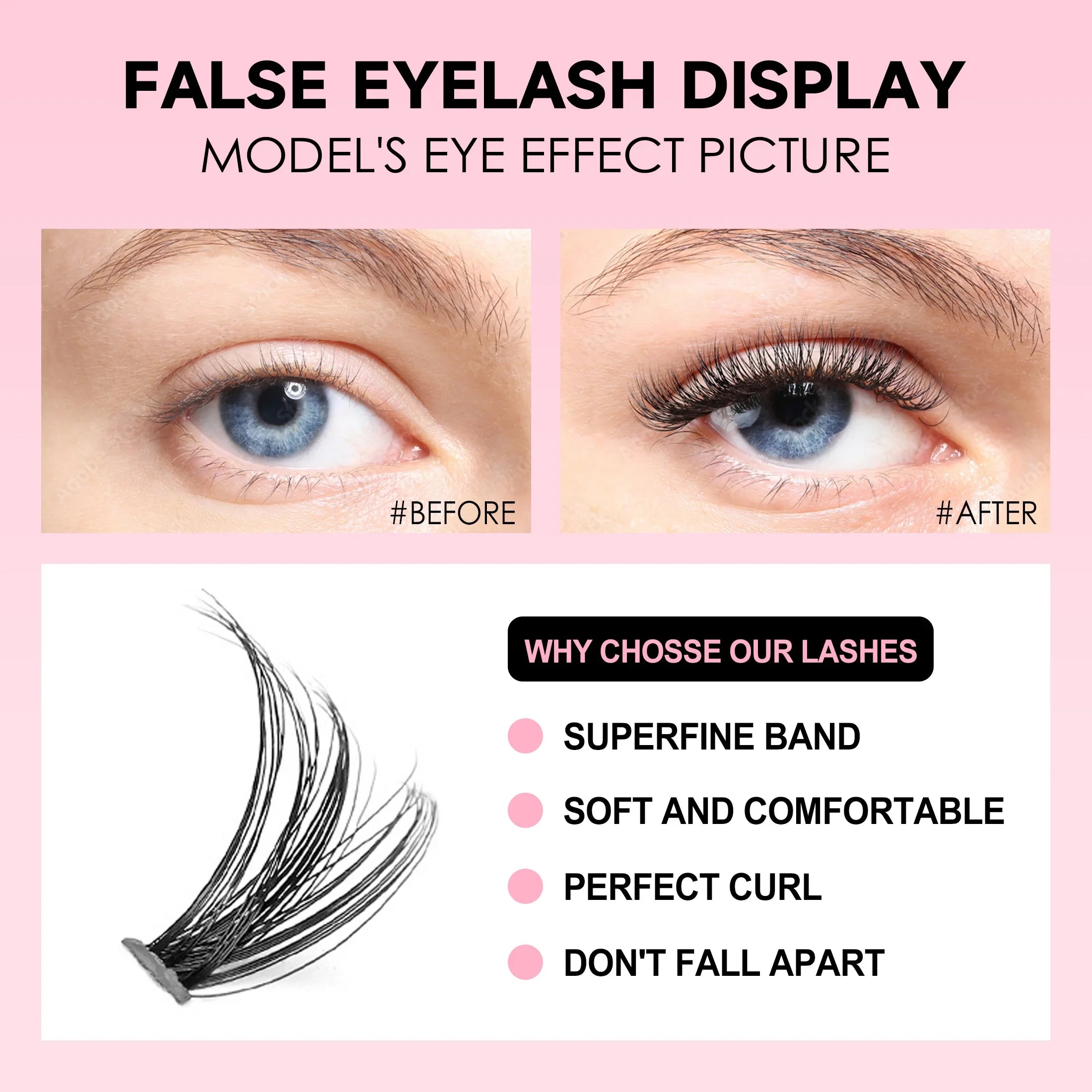 DIY Lashes Extension Kit Eyelashes 200 PCS Clusters Lash Bond and Seal Makeup Tools for Gluing and Accessories